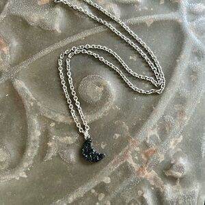 Black Tourmaline Crescent Moon Pendant Necklace